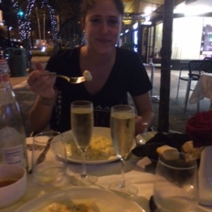 Florencia and her gnocchi at Fratellino's. 